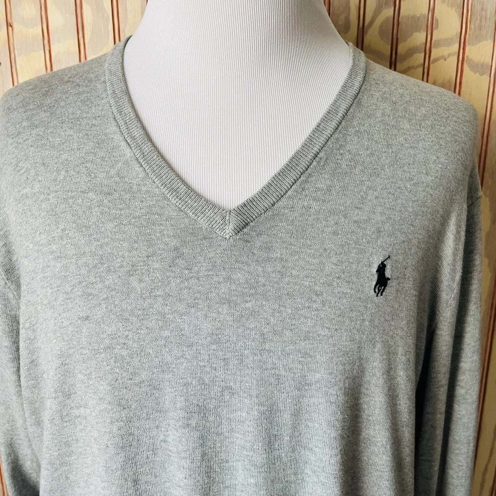 Polo Ralph Lauren Men's Andover Heather Pima Cotton V-Neck Sweater Size‎ XL.